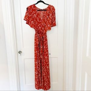 Burnt Orange Floral Maxi Dress